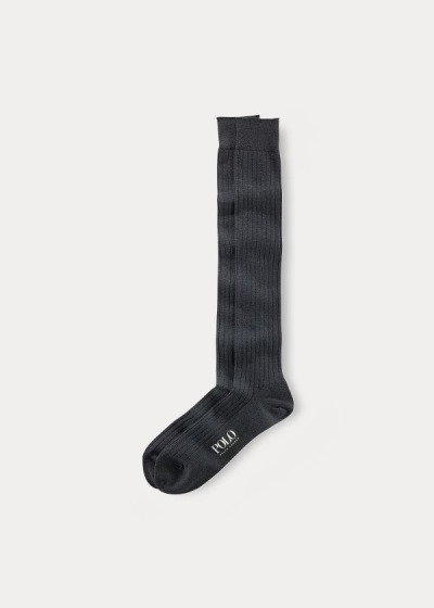 Calcetines Polo Ralph Lauren Hombre Grises Oscuro - Solid Rib Over the Calf - CFMHG4697